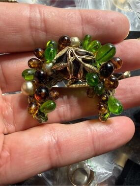 Vintage Japan Beaded Wreath Brooch